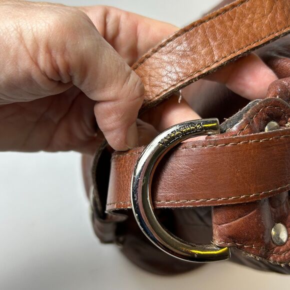 Valentina Italia Brown Leather Croco Embossed Bucket Sling Crossbd Shoulder Bag - Picture 5 of 14